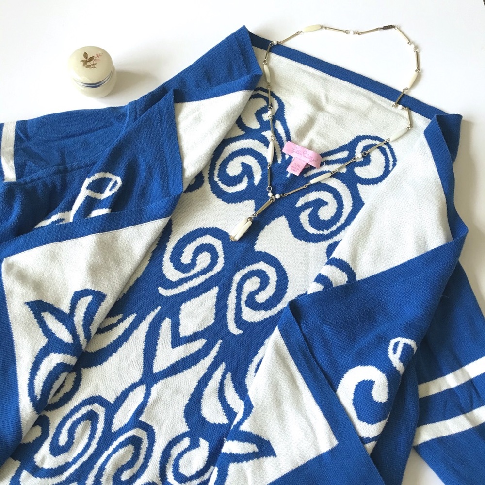 FIRM Lilly Pulitzer Blue & White Open Cardigan